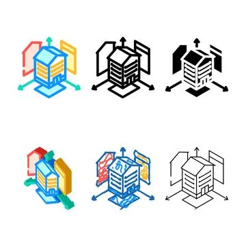 Orthographic projections forms architectural drafter color icon vector Stock Illustration