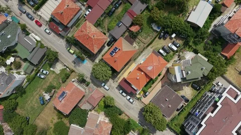 Orthographic top down drone shot of Obzor houses in Bulgaria Vídeo Stock 344472055