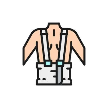 Orthopedic belt for back support flat color line icon. イラスト素材