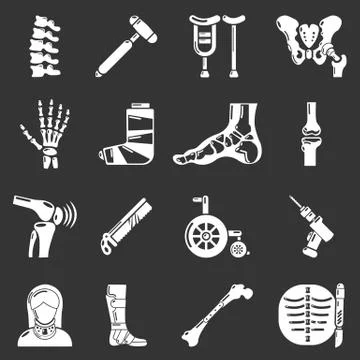Orthopedist bone tools icons set grey vector イラスト素材