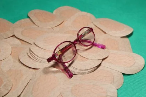 Orthoptic Eye Patch for occlusion therapy with child´s glasses Stock Photos