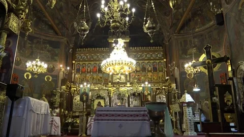 Ortodox church inside image Stock Footage 130863676