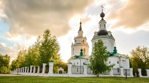 Ortodox church at sunset Stock Footage 76592207