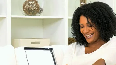 Ortrait African American Female Social Networking Stock Footage