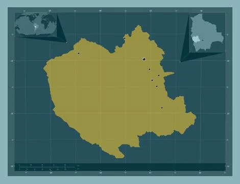 Oruro, Bolivia. Solid color shape. Locations of major cities of the region イラスト素材
