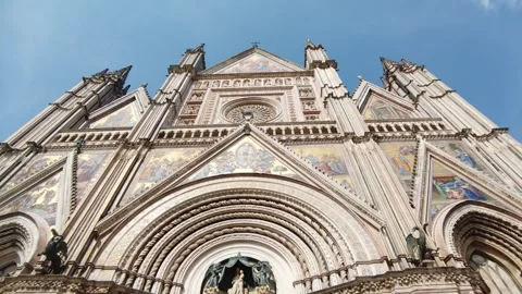 Orvieto Cathedral facade front view. Architecture details. Video stock 244181337