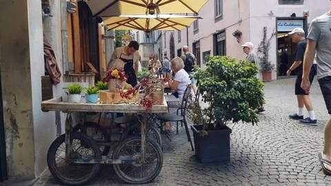 ORVIETO, ITALY. 2022, Jul 8. People walking in the city centre of Orvieto, Italy Stock Footage 314274853