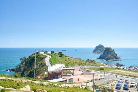 Oryukdo with skywalk in Busan. Foto stock