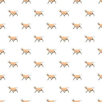 Oryx antelopes walking in a repeating seamless pattern Stock Illustration