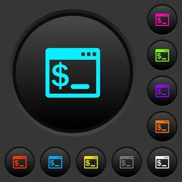 OS command terminal dark push buttons with color icons Stock Illustration
