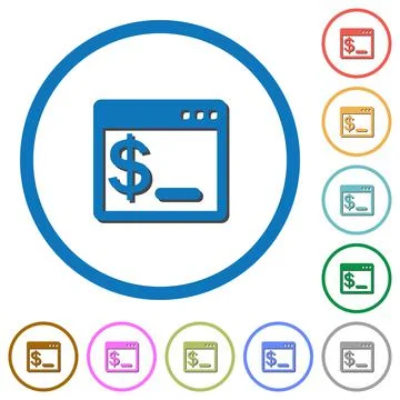OS command terminal icons with shadows and outlines Stock Illustration