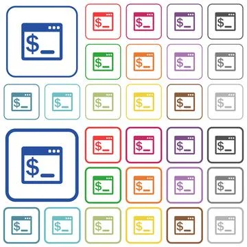 OS command terminal outlined flat color icons Stock Illustration