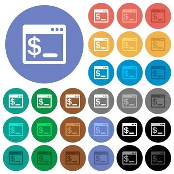 OS command terminal round flat multi colored icons Stock Illustration