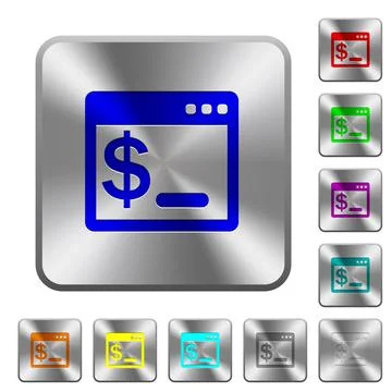 OS command terminal rounded square steel buttons Stock Illustration