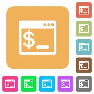 OS command terminal rounded square flat icons Stock Illustration