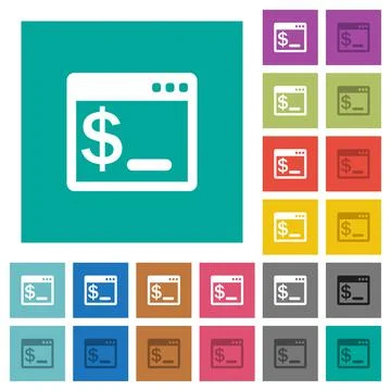 OS command terminal square flat multi colored icons Stock Illustration