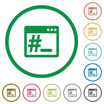 OS root terminal flat icons with outlines Stock-Illustration
