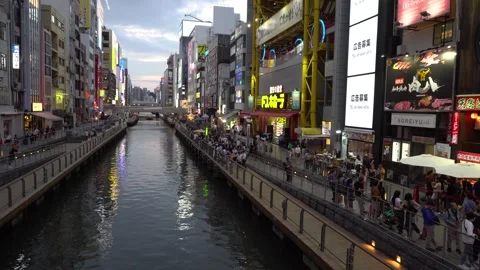 Osaka After Dark: The Pulse of Japan's Nighttime Excitement in Osaka, Japan Stock Footage 264340153