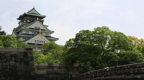 Osaka Castle Beyond the Bridge  Video stock 50894612