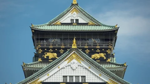 Osaka Castle, close up Video stock 78772576