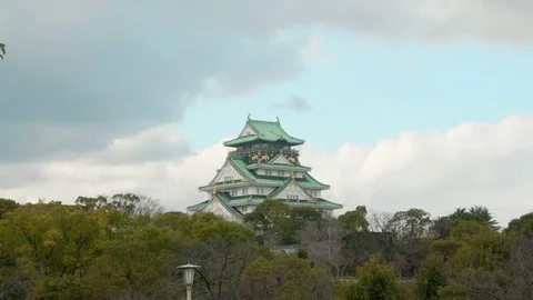 Osaka castle clouds timelapse Medium wide shot  스톡 동영상 72577637