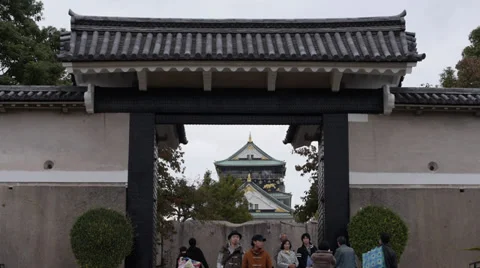 Osaka Castle Gate Stock Footage 32419955