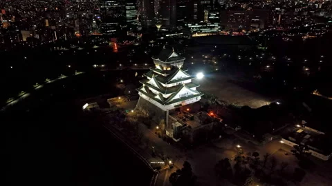Osaka Castle at Night Stock Footage 280654859