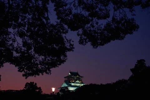 Osaka Castle at Sunset Stock Photos