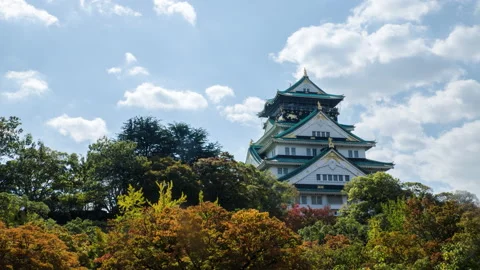 Osaka Castle Timelapse Stock Footage 234679596