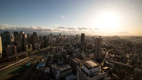 Osaka City Sunset Timelapse Stock Footage 237982564