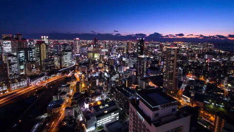 Osaka City Sunset Timelapse Stock Footage 238965621
