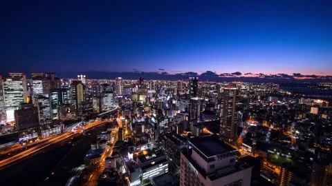 Osaka City Sunset Timelapse Stock Footage 238965625