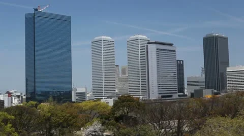 Osaka Crystal Tower Obp Castle Twin21 Showroom Panasonic Headquarters Yomiuri TV Stock Footage