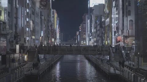 Osaka Dontonburi Night Stock Footage 250139896