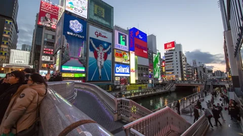 Osaka Dotonbori Sunset Timelapse Stock Footage 234684162