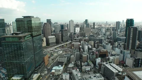 OSAKA, JAPAN : Aerial high angle view around Osaka train station in daytime. 库存影片 279372653