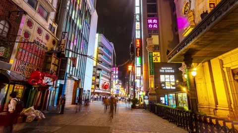 Osaka, Japan. Hyperlapse at night through Dotonbori district streets Stock Footage 277403392