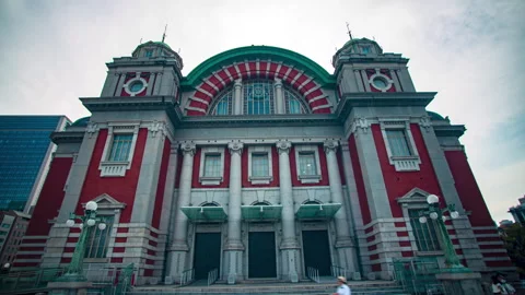 Osaka Japan. Hyperlapse of the Public Hall Osaka during the day Stock Footage 277404331