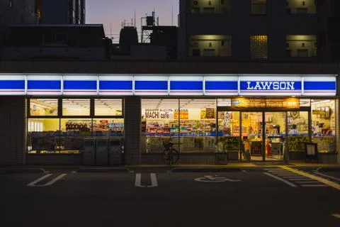 Osaka, Japan - November 11, 2015 : Night Lawson convenience store in Japan. L Stock Photos