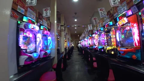 OSAKA, JAPAN : View inside Pachinko parlor. Mixture of slot machine and pinball. 库存影片 283687690