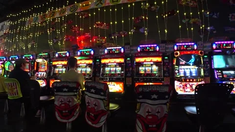 OSAKA, JAPAN : View inside Pachinko parlor. Mixture of slot machine and pinball. Video stock 283687694