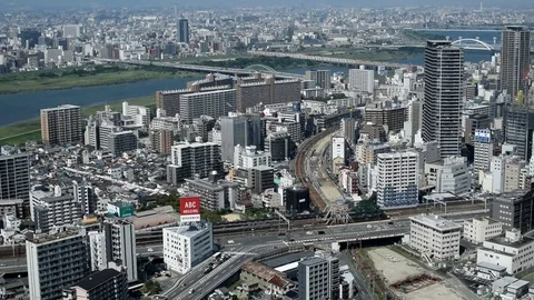 Osaka landscape view from observatory Stock Footage 79274837