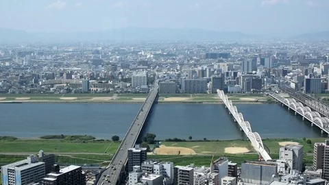 Osaka landscape view from observatory Stock Footage 79274911