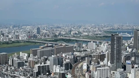 Osaka landscape view from observatory Stock Footage 79274933