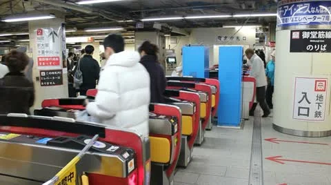 OSAKA - MARCH 2013: Commuters enter Osaka subway station in March 2013. Stock Footage 22416360