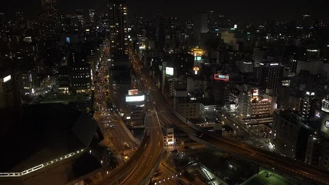 Osaka at night from above Stock Footage 94421898