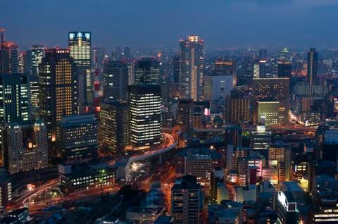Osaka at night Stock Photos