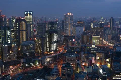Osaka at Night Stock Photos