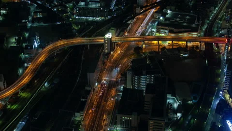 Osaka night road multi-level interchange timelapse Stock Footage 116667949