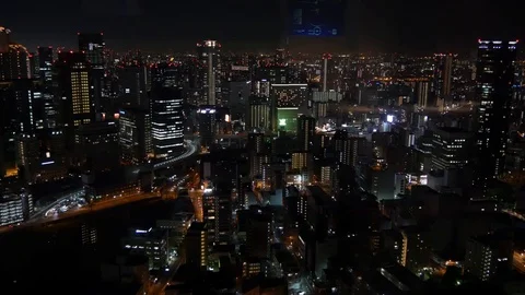 Osaka night skyline Video stock 118187338